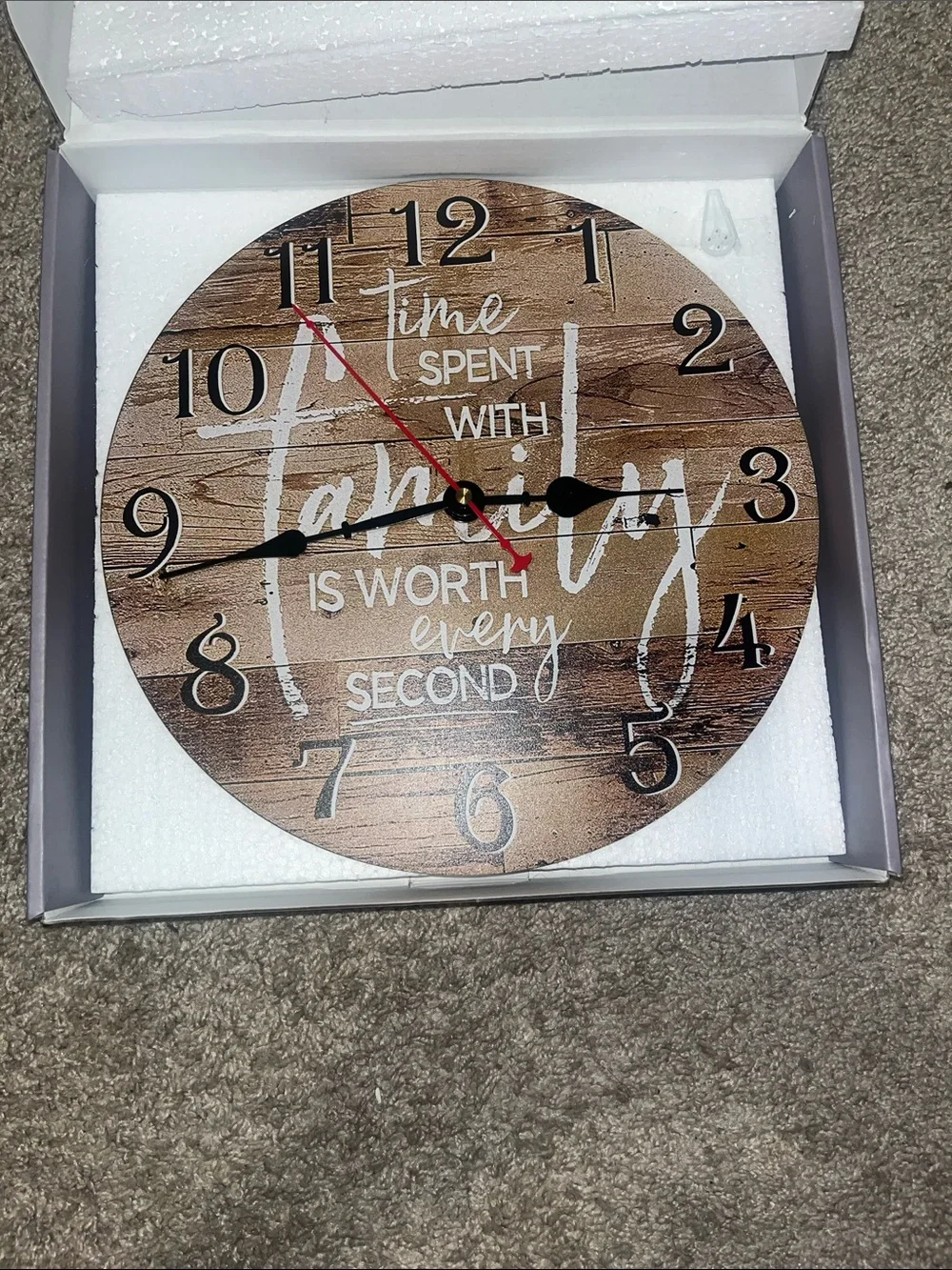 Family Sentiment Wood-Style Wall Clock - Brown